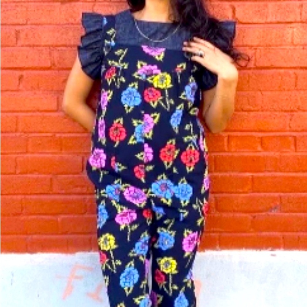 Nooworks roses jumpsuit. Discontinued pattern.